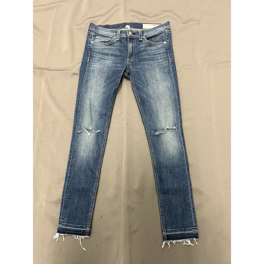 Rag & Bone Capri Jeans Distressed knee slits raw frayed hems Sz 27 Made in USA